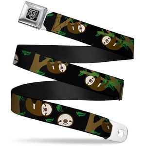 New BD Wings Belt Logo CLOSE-UP Full Color Black Silver Seatbelt Belt - Sloth XL